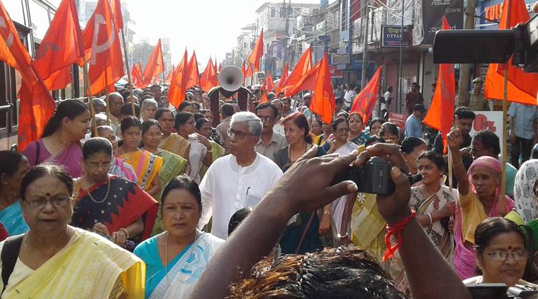 elections, cpim, left front, tripura left parties, tripura left front , lok sabha elections, poll violence, left parties allege poll violence, bjp, bjp-tft government, indian express