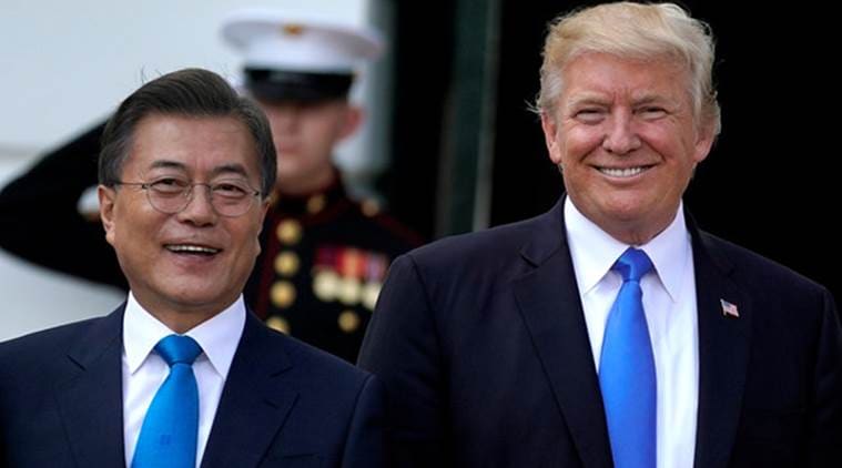 Trump, in talks with South Korea's Moon, says sanctions on North Korea to stay in place