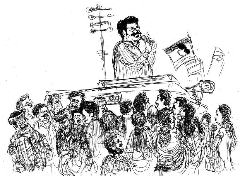 Tamil Nadu elections, lok sabha elections in Tamil Nadu, AIADMK elections, DMK Stalin, evks elangovan, BJP in Tamil Nadu, kanimozhi, tamilsai soundararajan, karti chidambaram, h raja, EP Unny cartoons