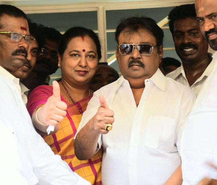 Vijayakanth and wife Premalatha elections