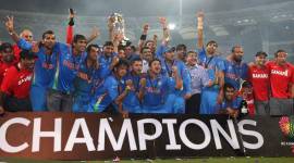 Team India celebrate world cup victory. *** Local Caption *** Team India celebrate world cup victory. Express photo by Kevin D'Souza.