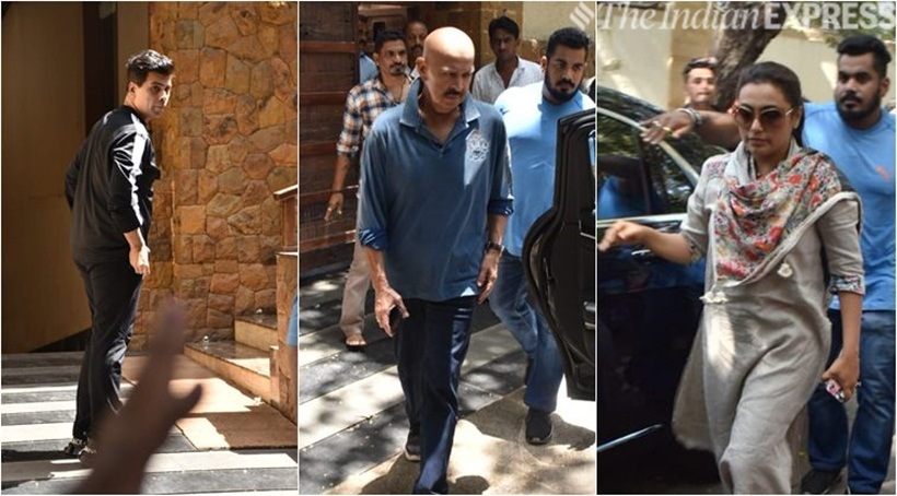 karan johar, rakesh roshan and rani mukerji at ajay devgan house
