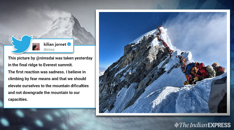 Viral Photo Of Trekkers Waiting To Summit Mt Everest Stuns People