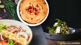 granola, granola bowl, food, food recipe, indian express, pesto pasta, hummus