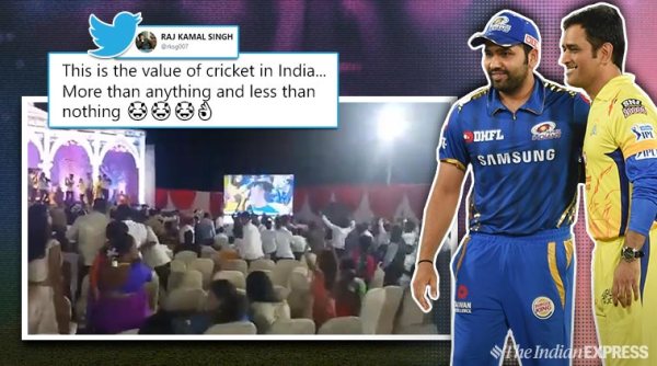 csk vs mi, ipl 2019, ipl final, guest watch ipl final wedding reception, viral video, funny video, cricket news, indian express,