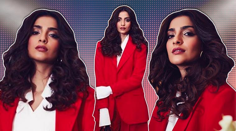 Sonam Kapoor, Sonam Kapoor Emilia Wickstead red skirt, Sonam Kapoor red blazer,