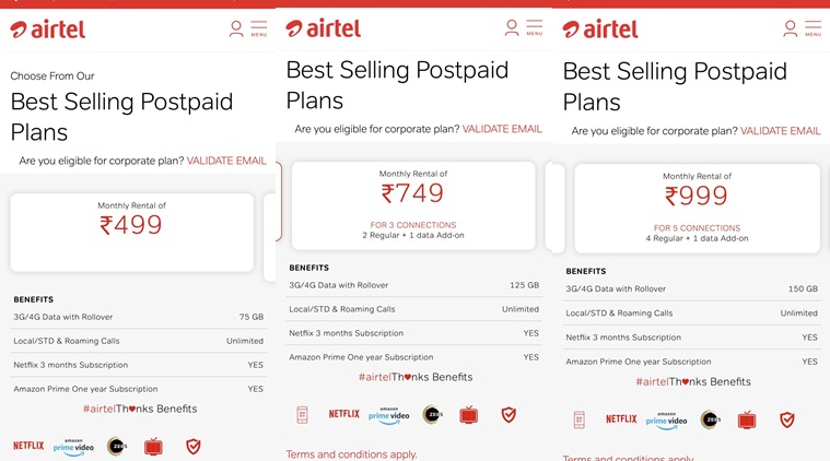 Airtel Revises Rs 499 Rs 749 Rs 999 And Rs 1599 Postpaid Plans