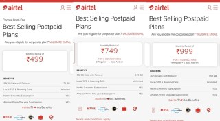Airtel postpaid plans, Airtel postpaid plans cost, Airtel cheapest postpaid plan, Airtel best postpaid plans, Airtel Rs 499 postpaid plan, Airtel Rs 749 postpaid plan, Airtel Rs 999 postpaid plan, Airtel Rs 1599 postpaid plan