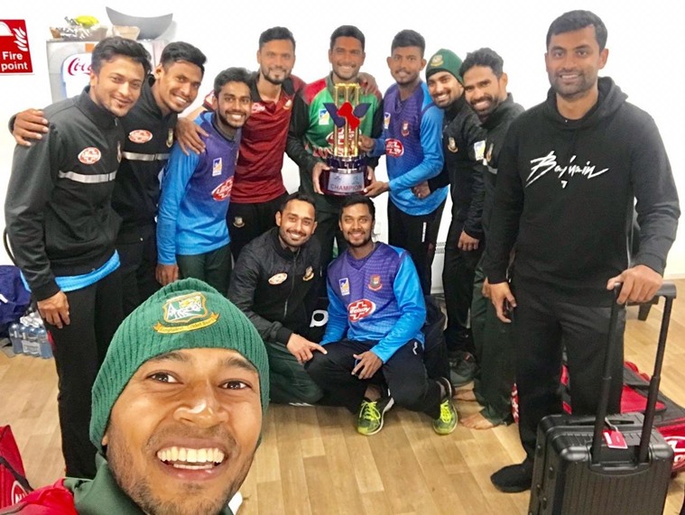 Bangladesh cricket team after beating West Indies in the tri-series final in Ireland
