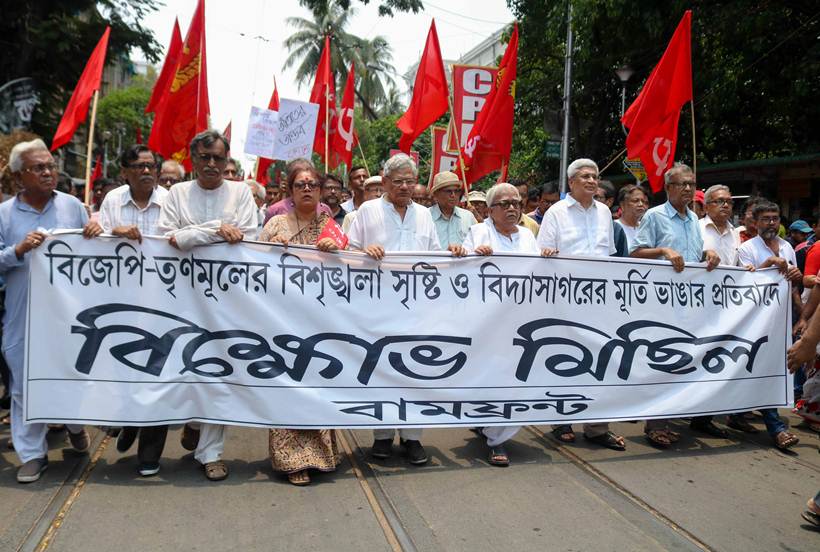 Amit Shah, Amit Shah rally, BJP TMC violence, CPIM Kolkata rally, BJP Shah rally, amit shah rally violence, amit shah rally in kolkata, vidyasagar statue, kolkata news, indian express