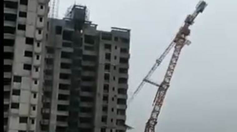 Watch: Overhead crane crashes on buildings due to Cyclone Fani