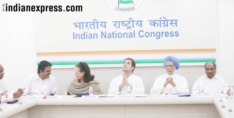 CWC meeting photos, Rahul Gandhi resignation photos, rahul gandhi, Congress, Congress leaders meeting, CWC meeting, congress party cwc meeting, lok sabha election results, Congress defeat, indian express