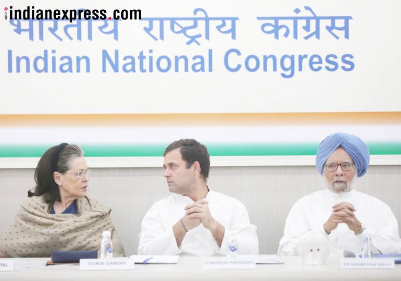 CWC meeting photos, Rahul Gandhi resignation photos, rahul gandhi, Congress, Congress leaders meeting, CWC meeting, congress party cwc meeting, lok sabha election results, Congress defeat, indian express
