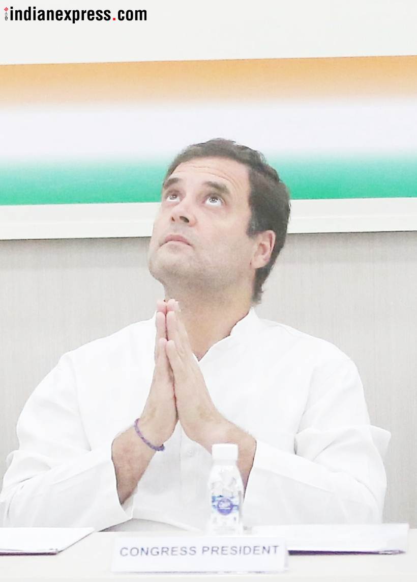 CWC meeting photos, Rahul Gandhi resignation photos, rahul gandhi, Congress, Congress leaders meeting, CWC meeting, congress party cwc meeting, lok sabha election results, Congress defeat, indian express