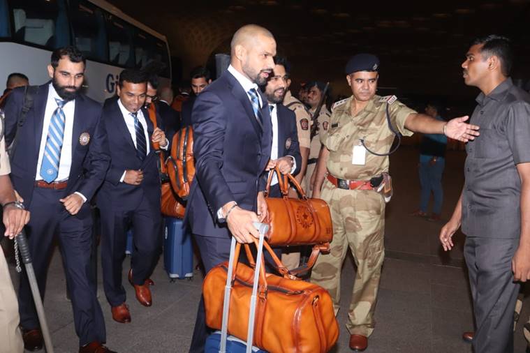 Shikhar Dhawan, Rohit Sharma and Mohammed Shami at the Mumbai Airport