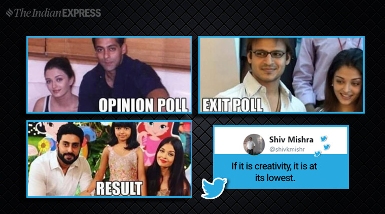 Vivek Oberoi, Vivek Oberoi meme, Aishwarya Rai, Salman Khan, exit polls, Vivek Oberoi exit polls meme, Vivek Oberoi viral tweet, trending, indian express, indian express news