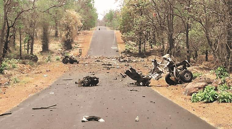 gadchiroli, gadchiroli blast, gadchiroli maoist attack, maoist attack, maharashtra, maharashtra maoist attack, gadhciroli ied blast, police, maharashtra police, lok sabha elections, devendra fadnavis, indian express news
