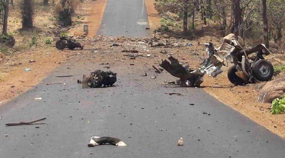 gadchiroli, gadchiroli blast, gadchiroli maoist attack, maoist attack, maharashtra, maharashtra maoist attack, gadhciroli ied blast, police, maharashtra police, lok sabha elections, devendra fadnavis, indian express news