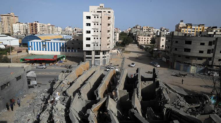 Gaza building hit by Israel airstrikes