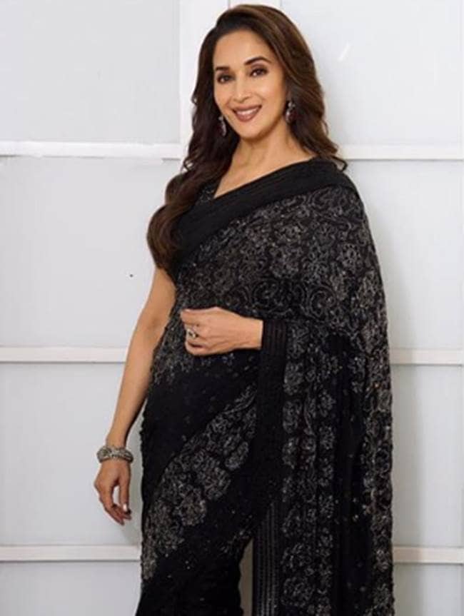 Madhuri Dixit, Madhuri Dixit birthday looks, Madhuri Dixit latest photos, Madhuri Dixit fashion, Madhuri Dixit smile, Madhuri Dixit saris, Madhuri Dixit ethnic saris, indian express, indian express news