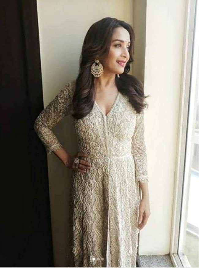 Madhuri Dixit, Madhuri Dixit birthday looks, Madhuri Dixit latest photos, Madhuri Dixit fashion, Madhuri Dixit smile, Madhuri Dixit saris, Madhuri Dixit ethnic saris, indian express, indian express news