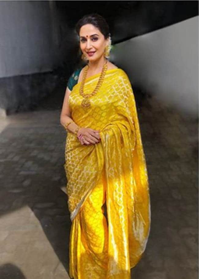 Madhuri Dixit, Madhuri Dixit birthday looks, Madhuri Dixit latest photos, Madhuri Dixit fashion, Madhuri Dixit smile, Madhuri Dixit saris, Madhuri Dixit ethnic saris, indian express, indian express news