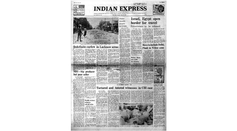 Lucknow curfew 1979, Lucknow curfew, Lucknow violence 1979, LN Mishra, Indira Gandhi, Menachem Begin, Anwar Sadat, Indian Express archive