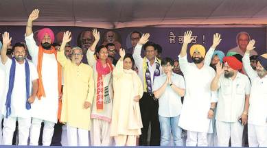 BSP chief Mayawati during election rally in Nawanshahr on Sunday. Express