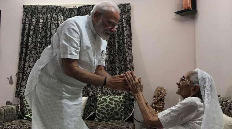 pm modi gujarat, pm modi in gujarat, pm modi gujarat rally, pm modi meets mother, pm modi mother, pm modi swearing in, modi oath ceremony, pm modi news, amit shah