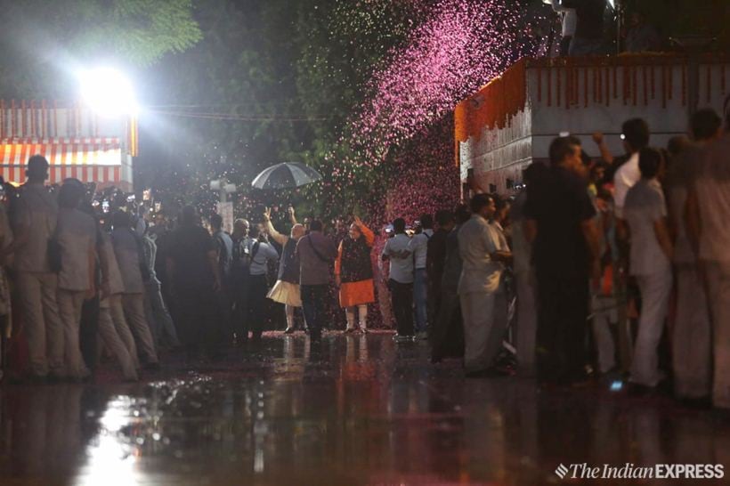 bjp, bjp celebrations, pm modi, modi wave, modi 2.0, amit shah, tsunamo, bjp lok sabha elections, bjp lok sabha election result, lok sabha election results, election results, election results 2019, bjp victory, bjp seats, bjp result, election news, indian express