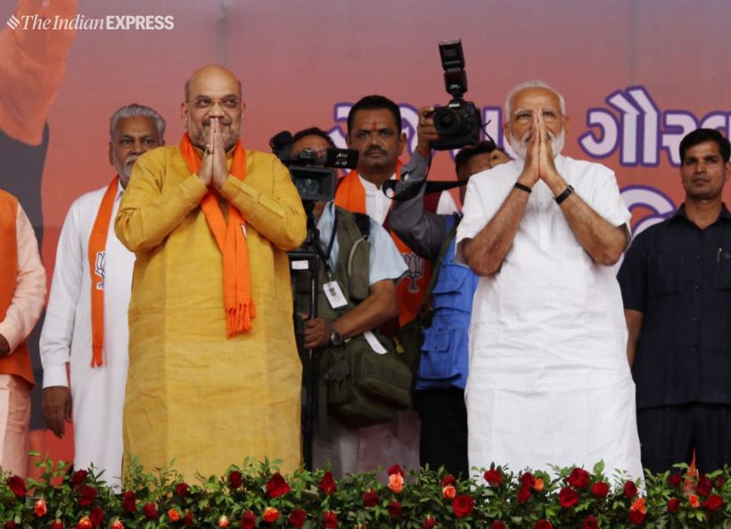 PM Modi, PM Modi Gujarat, pm modi ahmedabad visit, pm modi amit shah, amit shah gujarat, amit shah ahmedabad, modi ahmedabad, lok sabha election results, indian express