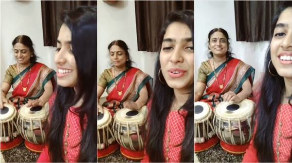 mother daughter performance, mother daughter jugal bandi, woman playing tabla with daughter, viral mothers day video happy mothers day, indian express, viral video,