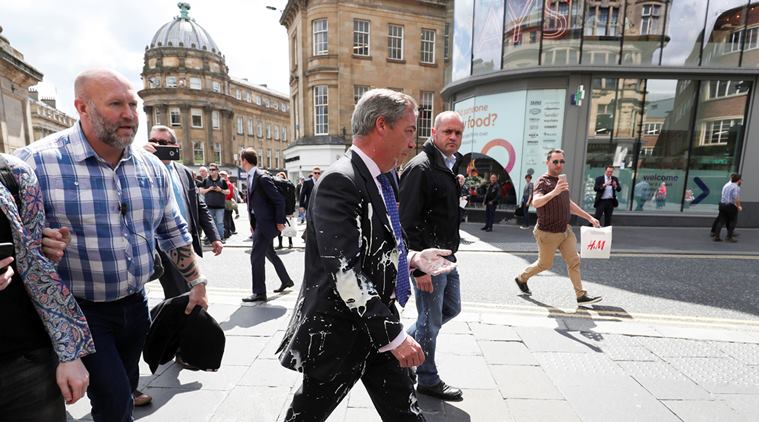 Ricky Gervais has waded into the Farage milkshake row