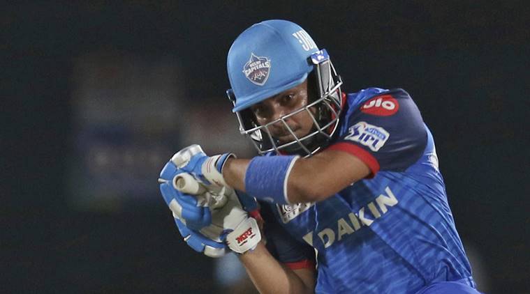 Prithvi Shaw of Delhi Capitals bats during the VIVO IPL T20 cricket eliminator match between Delhi Capitals and Sunrisers Hyderabad in Visakhapatnam
