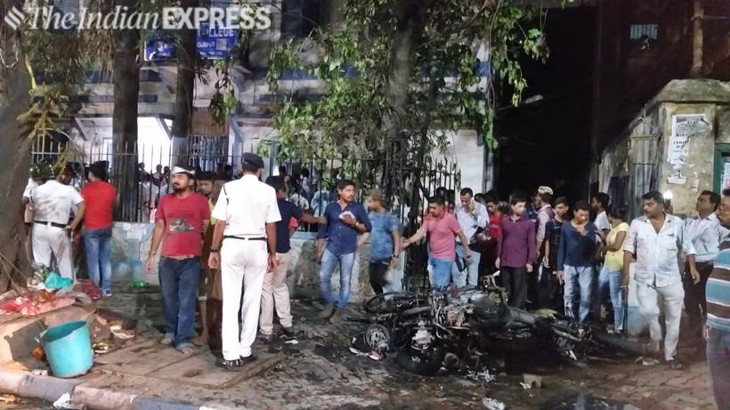 kolkata violence, bjp protest, cpi protest, amit shah, amit shah rally in kolkata, amit shah rally in kolkata today, amit shah rally in kolkata live, amit shah road show in kolkata, violence at amit shah road show, violence in kolkata, kolkata news, indian express