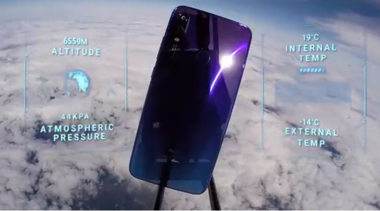 redmi note 7, redmi note 7 durability test, redmi note 7 space, redmi note 7 pro space, redmi note 7 space photos, redmi note 7 pro space photos, redmi note 7 durability at 35km height, redmi note 7 35km height