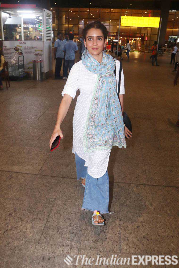 sanya malhotra, celeb fashion, airport look, indian express, indian express news