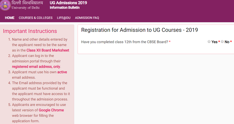 apply online u d DU  apply admission online to Education How begins: 2019