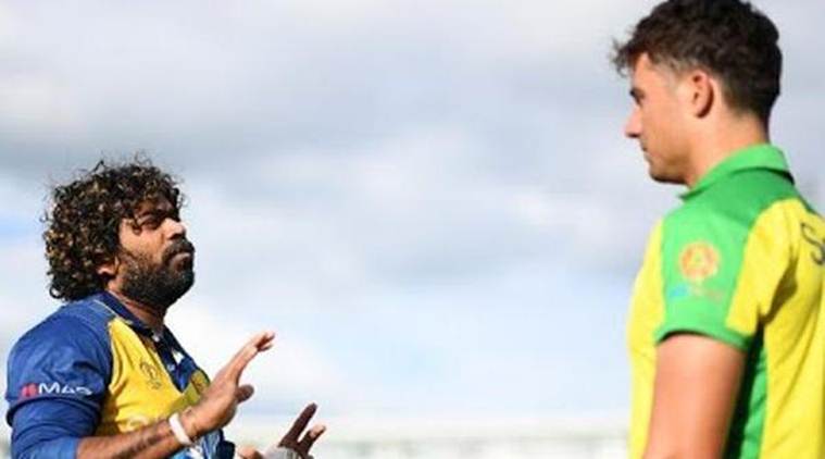 Lasith Malinga, Marcus Stoinis, Sri Lanka vs Australia, ICC World Cup 2019, Cricket World Cup, Lasith Malinga Marcus Stoinis, Malinga teaching Stoinis, England World Cup, Cricket News, Cricket Viral Videos, Cricket Trends, Trending Cricket News, World Cup 2019 News, Indian Express news