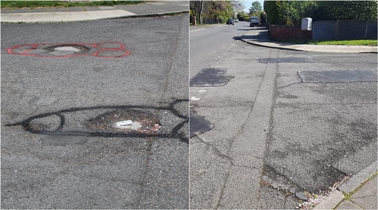 pothole woes, pothole art, penis drawn around pothole, penis potholes get fixed, Middlesbrough Council penis pothole protest, odd news, viral news, indian express, weird news