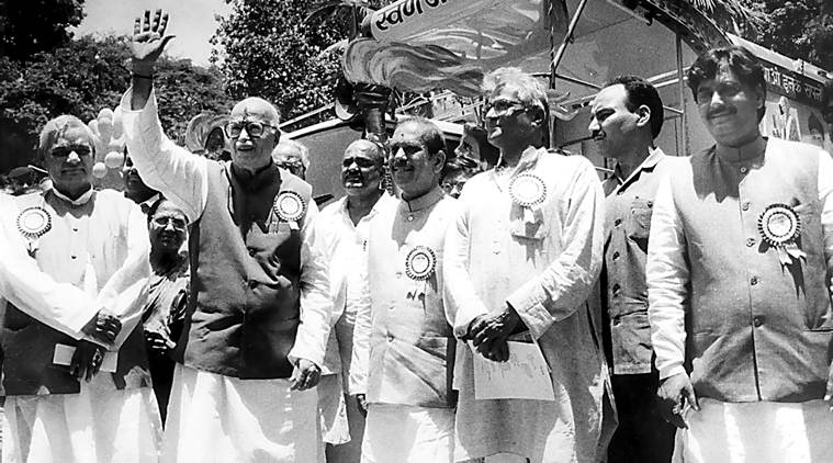 Atal Bihari Vajpayee with L K Advani and George Fernandes along with Manohar Joshi 