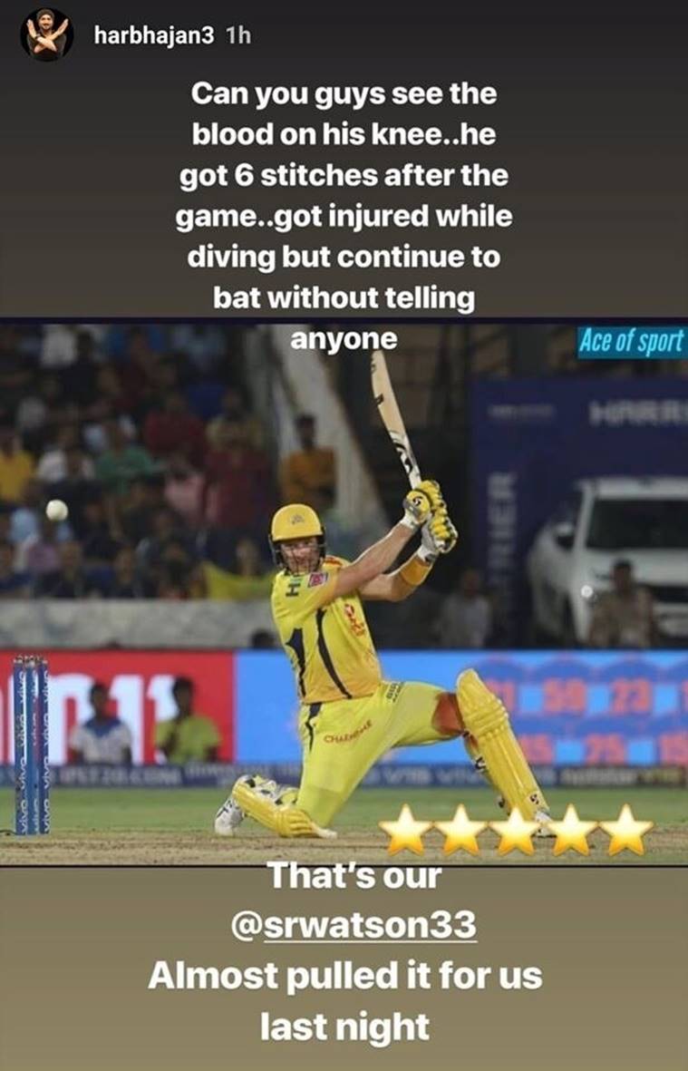 Harbhajan Singh posted an Instagram story related to Shane Watson.