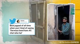 anand mahindra, mahindra jugaad videos, jugaad video, indian jugaad technolofy, jugaad door closer, water bottle door closer, viral videos, indian express