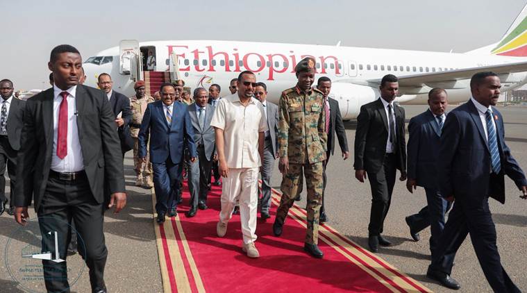 Ethiopian leader Abiy arrives in Sudan to meet the president of the ruling military council as part of a mediation