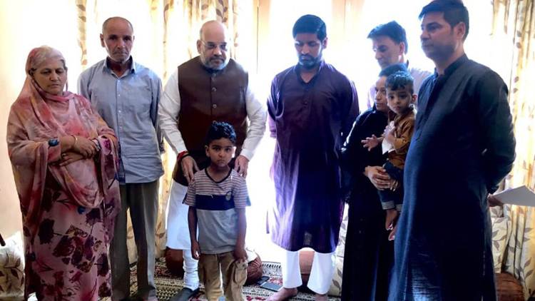 In first visit to Kashmir as Home Minister, Amit Shah visits family of SHO killed in militant attack