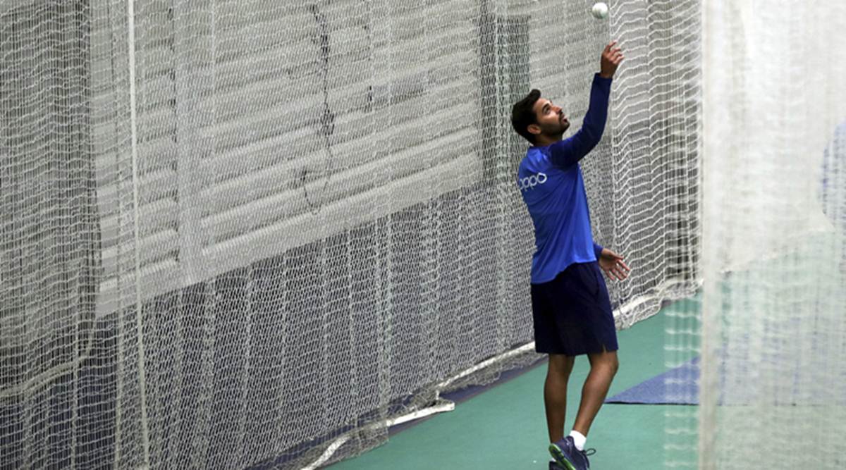 India's Bhuvneshwar Kumar attends an indoor training session (File Photo/AP)