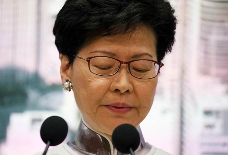 Hong Kong, Hong Kong protest, Hong Kong news, Hong kong protest news, protest Hong Kong, Carrie Lam, Carrie Lam Hong Kong, Hong Kong Carrie Lam, Carrie Lam news, Hong kong black protest, Carrie Lam step down, Carrie Lam resignation, world news, indian express, latest news