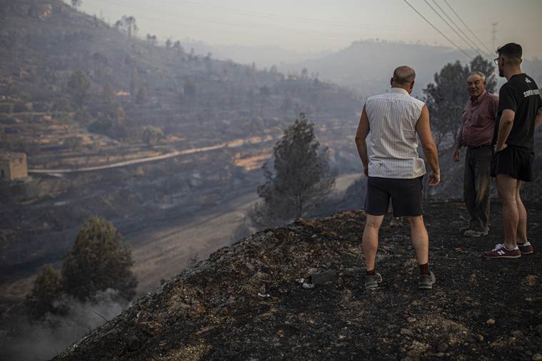 europe heatwave, catalonia forest fire, catalonia fire, france heatwave, forest fires in france, forest fires in catalonia, world news, Indian Express
