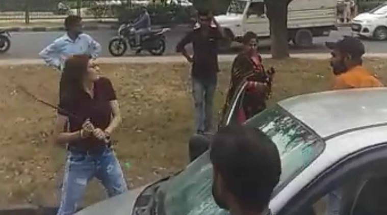 Mohali Woman Attacks Man With Iron Rod After Their Cars Collide | India ...