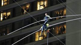 Times Square, New York Times Square, New York Times square walking on wire, times square walking on wire, times square walking on wire video